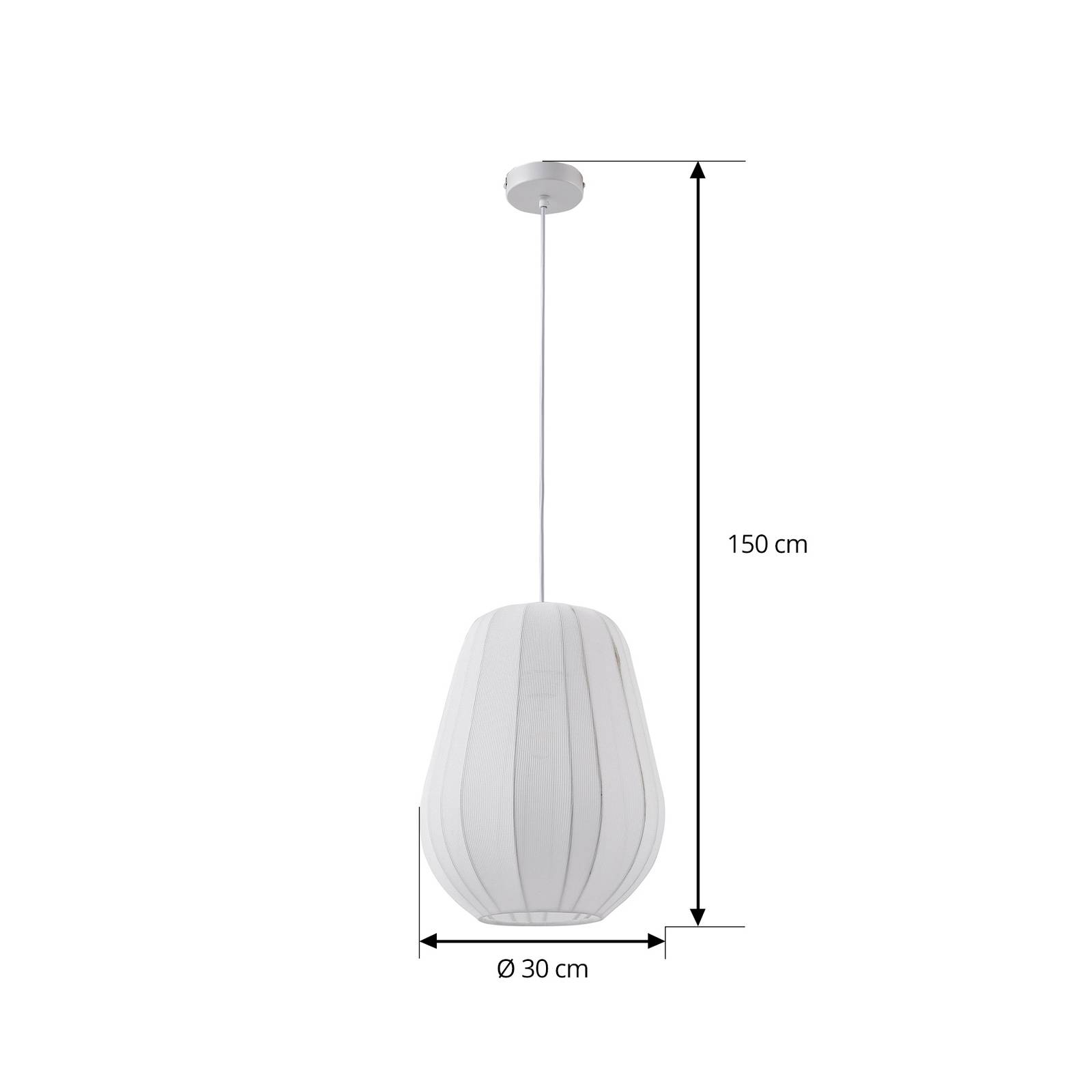 Lampa wisząca Helin marki Lindby, biała, Ø 30 cm, tkanina