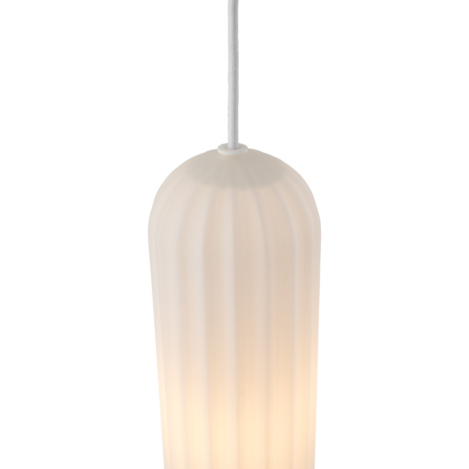 Lampă suspendată Miella, 3 lumini, sticlă cu nervuri, satinată/albă