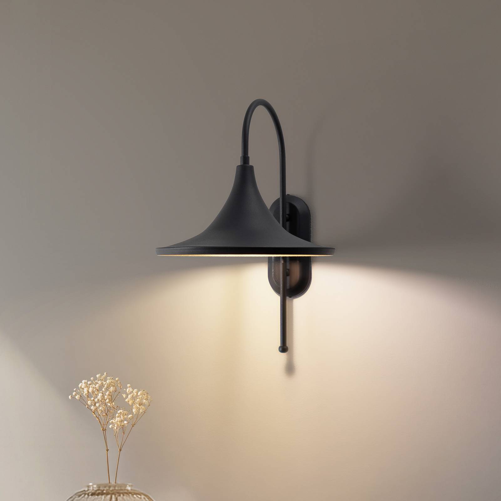 Kinkiet Enjolino, czarny, wysokość 48 cm, metal, E27