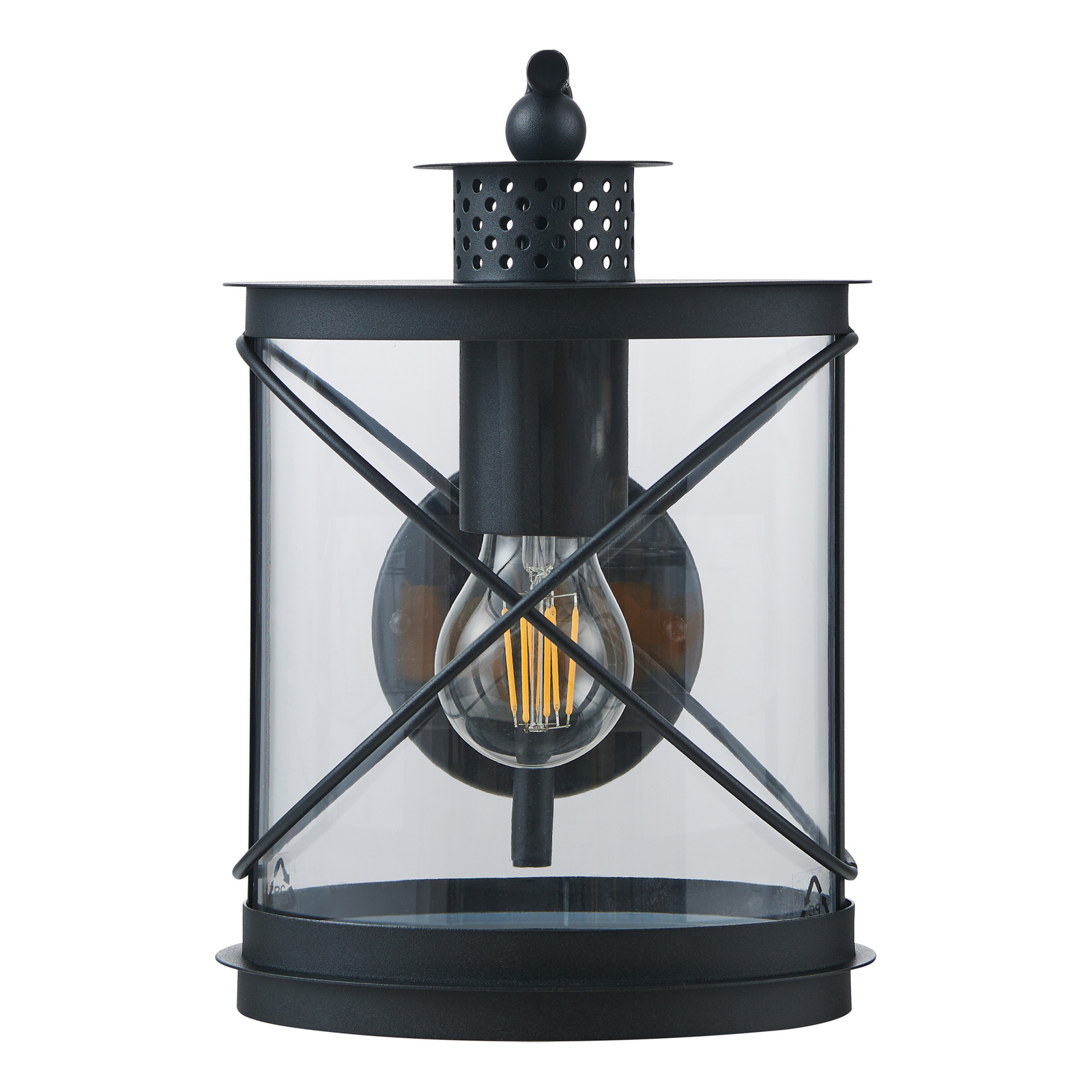 Външна стенна лампа Hilburn, черна, спускаща се надолу