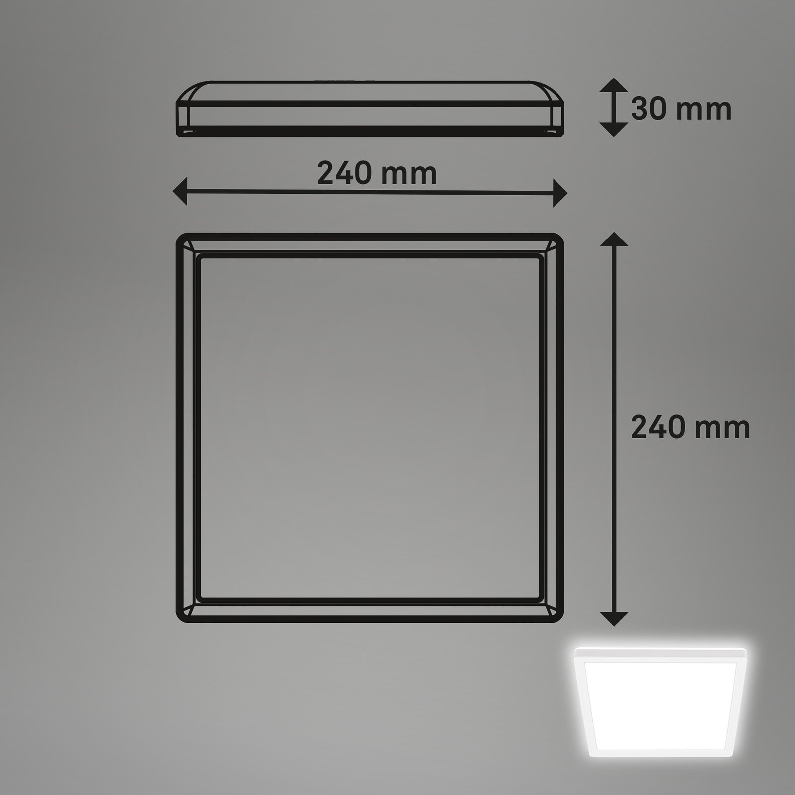 Plafonieră LED Tava, alb, 24x24 cm, plastic