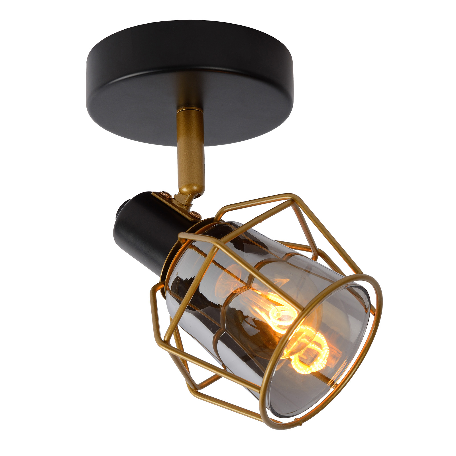 Lucide Nila ceiling spotlight, one-bulb, for Living / Dining Room, metal, glass, E14, 25 W, energy efficiency: A++, L: 12 cm, H: 16 cm
