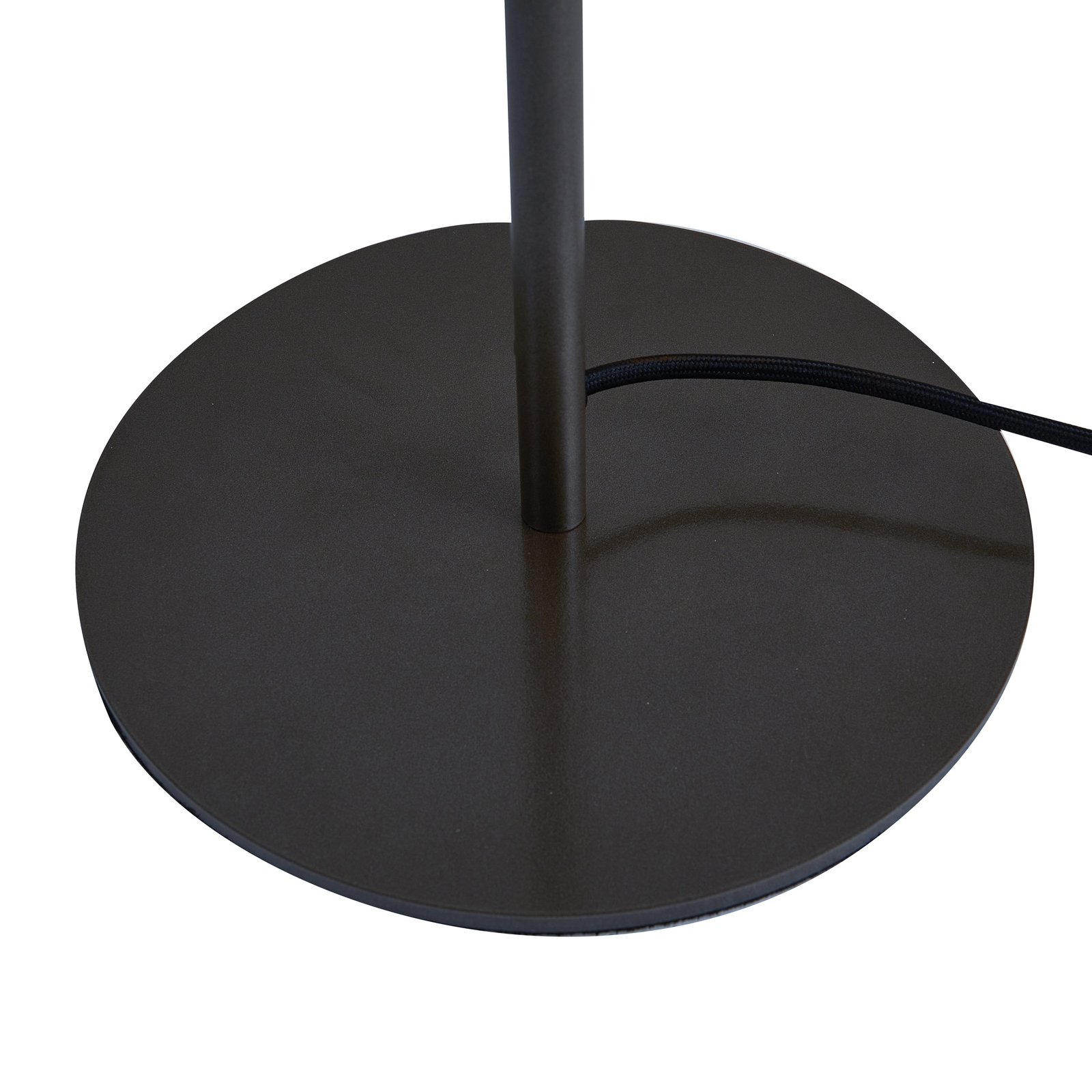 Lucande candeeiro de pé Nysira, moderno, preto, 2 lâmpadas, metal