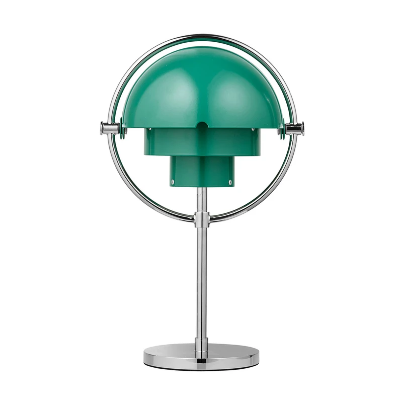Gubi Akku-bordlampe-Multi-Lite, krom/blågrøn, H 30 cm