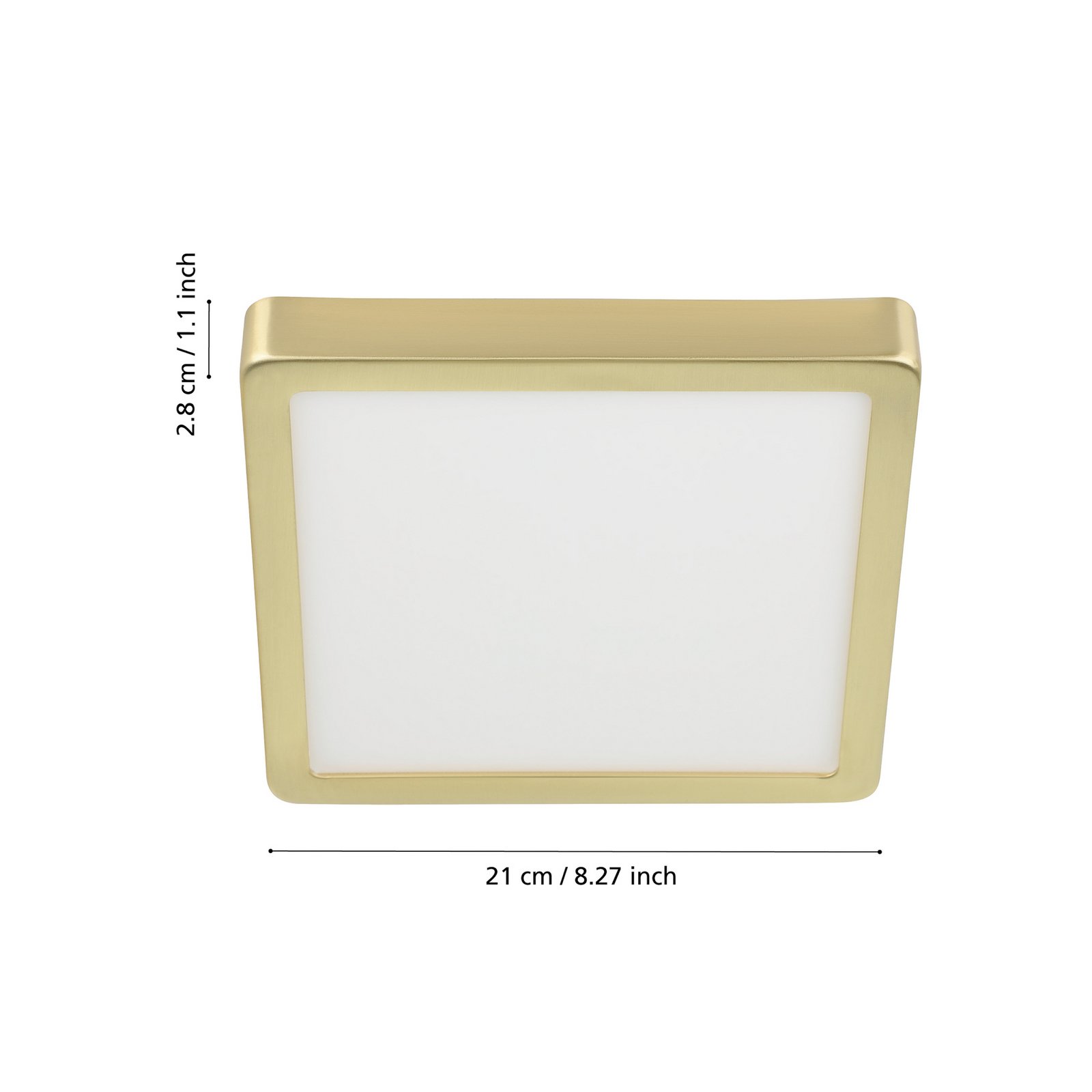 LED-panel för utanpåliggande montering Fueva 5 IP20 830 mässing 21x21cm