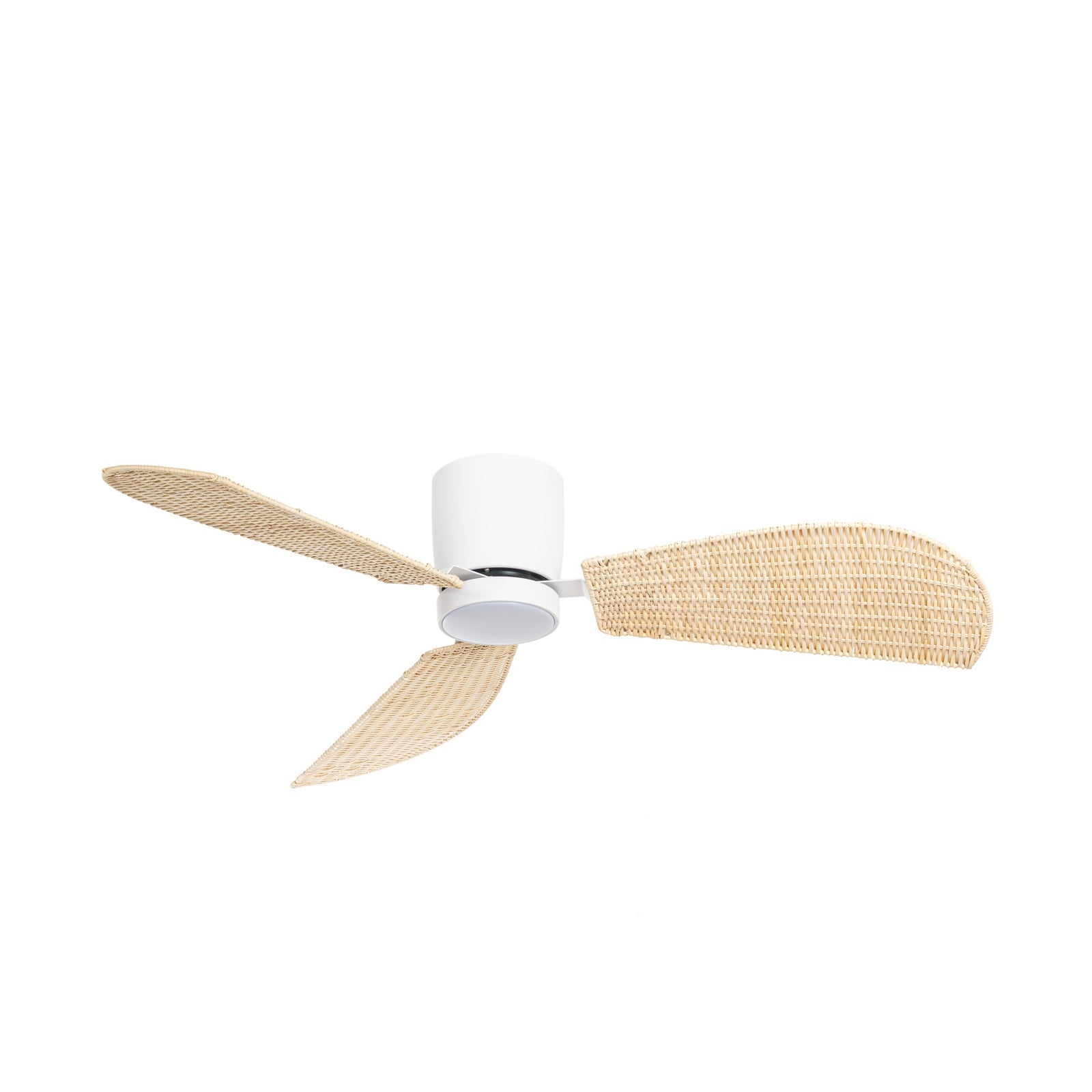 Ventilatore da soffitto LED Faipari con luce, bianco/rattan, 132 cm, DC - Ventilatore da soffitto LED Faipari con luce, bianco/rattan, 132 cm, DC -