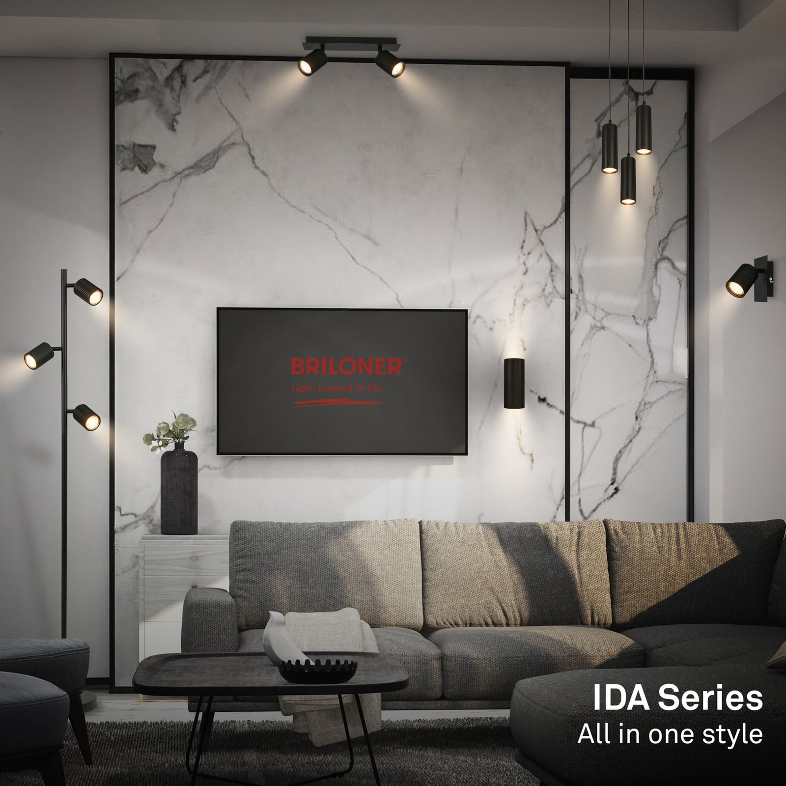Suspension Ida, noire, à 3 lampes, Ø 20 cm, GU10 Suspension Ida, noire, à 3 lampes, Ø 20 cm, GU10