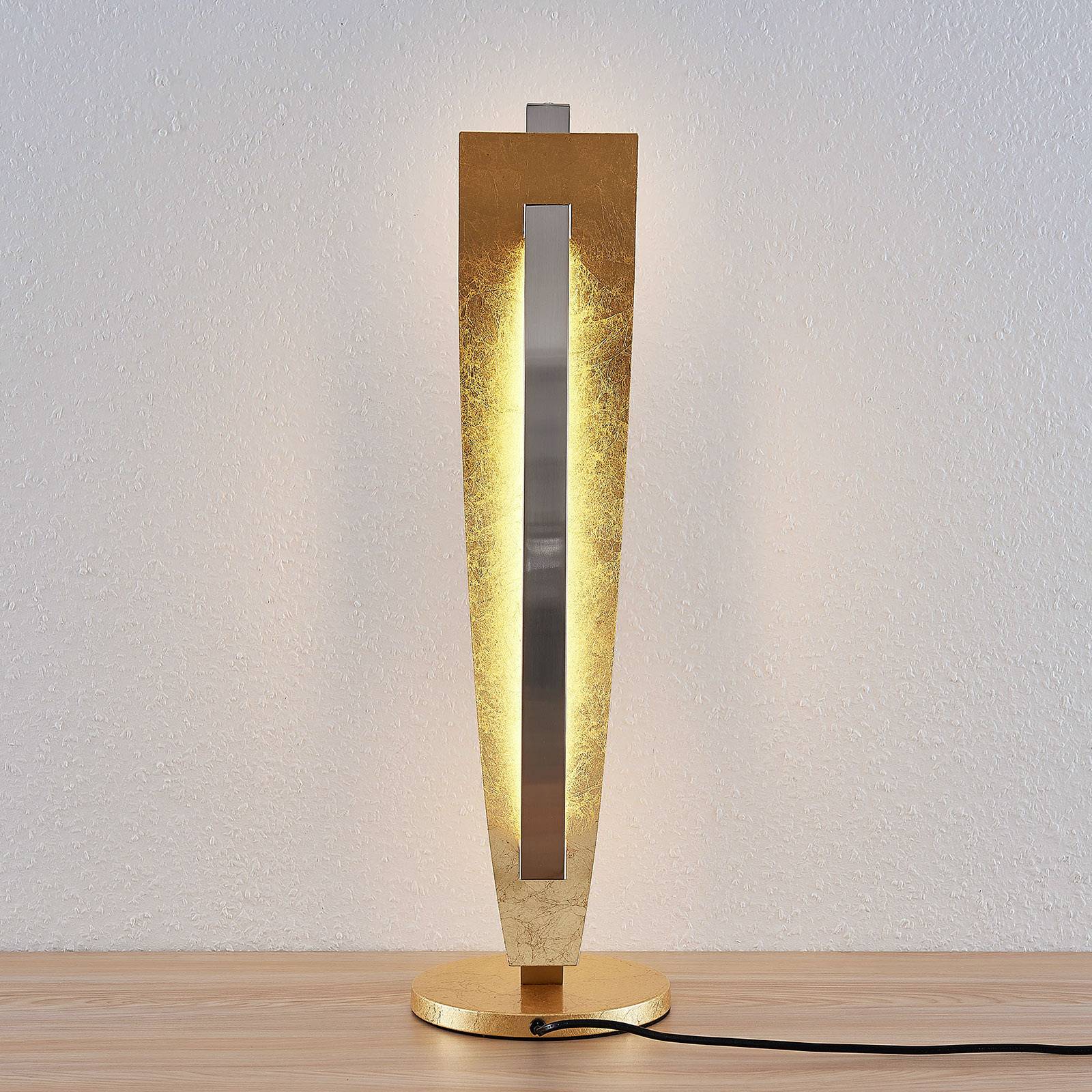 Lampa stołowa LED Lucande Marija, kolor złoty, metal, 61,5 cm