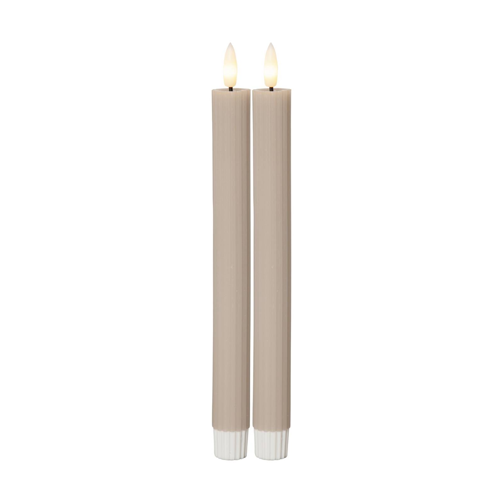 LED-Kerze Flamme Stripe, beige, 25 cm Wachs Batterie 2er-Set