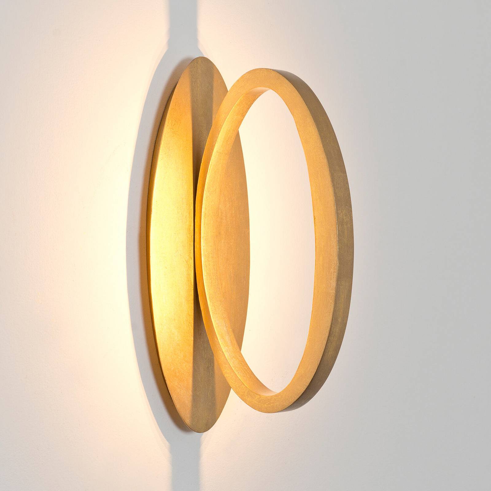 LED-væglampe ASTERISCO OVAL, guldfarvet, 45 cm, metal, dæmpbar