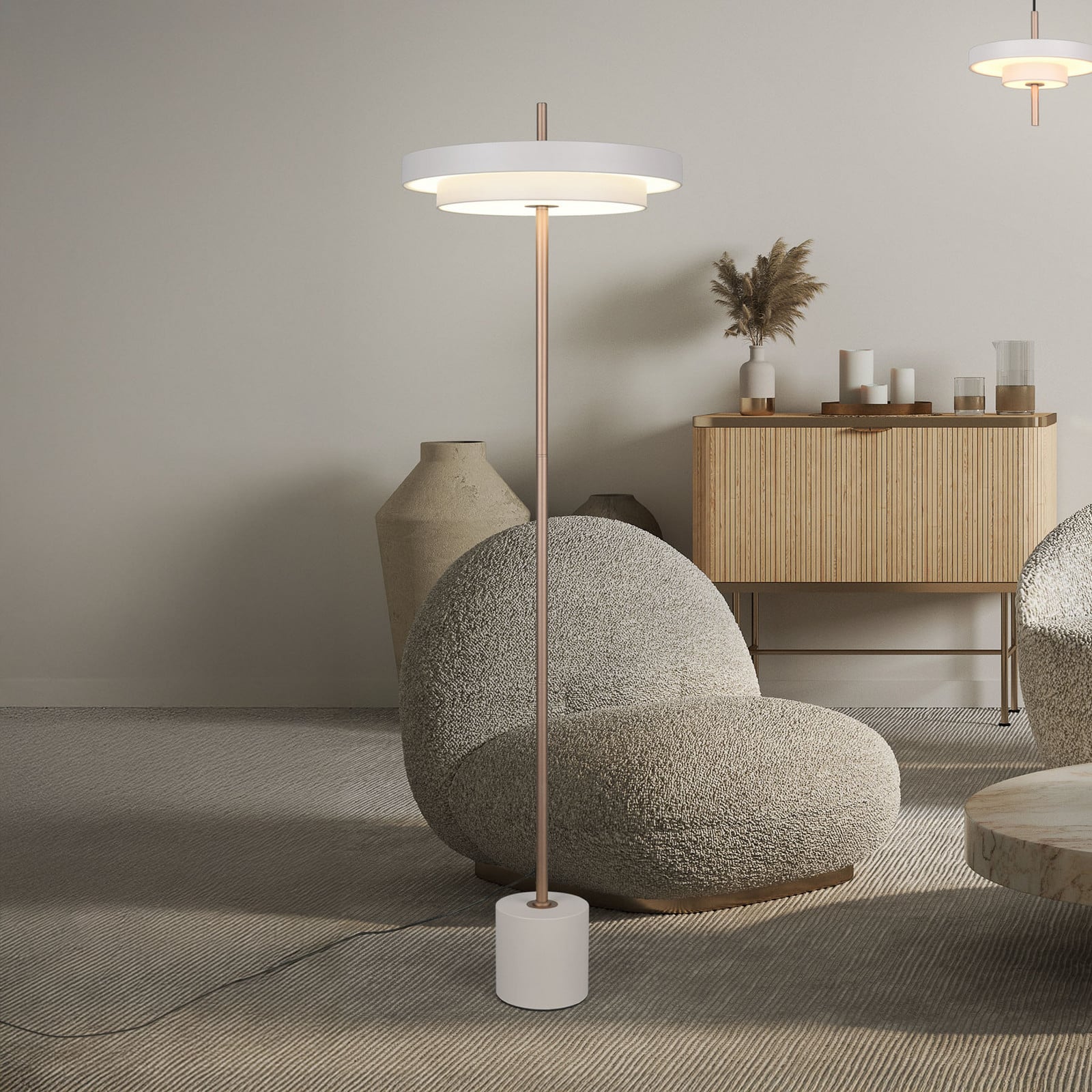 Trio Lighting Lampadar LED Keaton gri deschis înălțime 138 cm metal CCT - Camera de zi / sufragerie - gri deschis alb