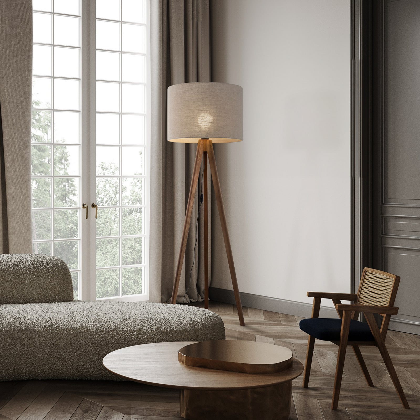 Piantana Grand, beige/noce, altezza 145 cm, E27