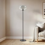 Lampe sur pied Lindby Lelia, gris fumé, verre, métal, 150 cm