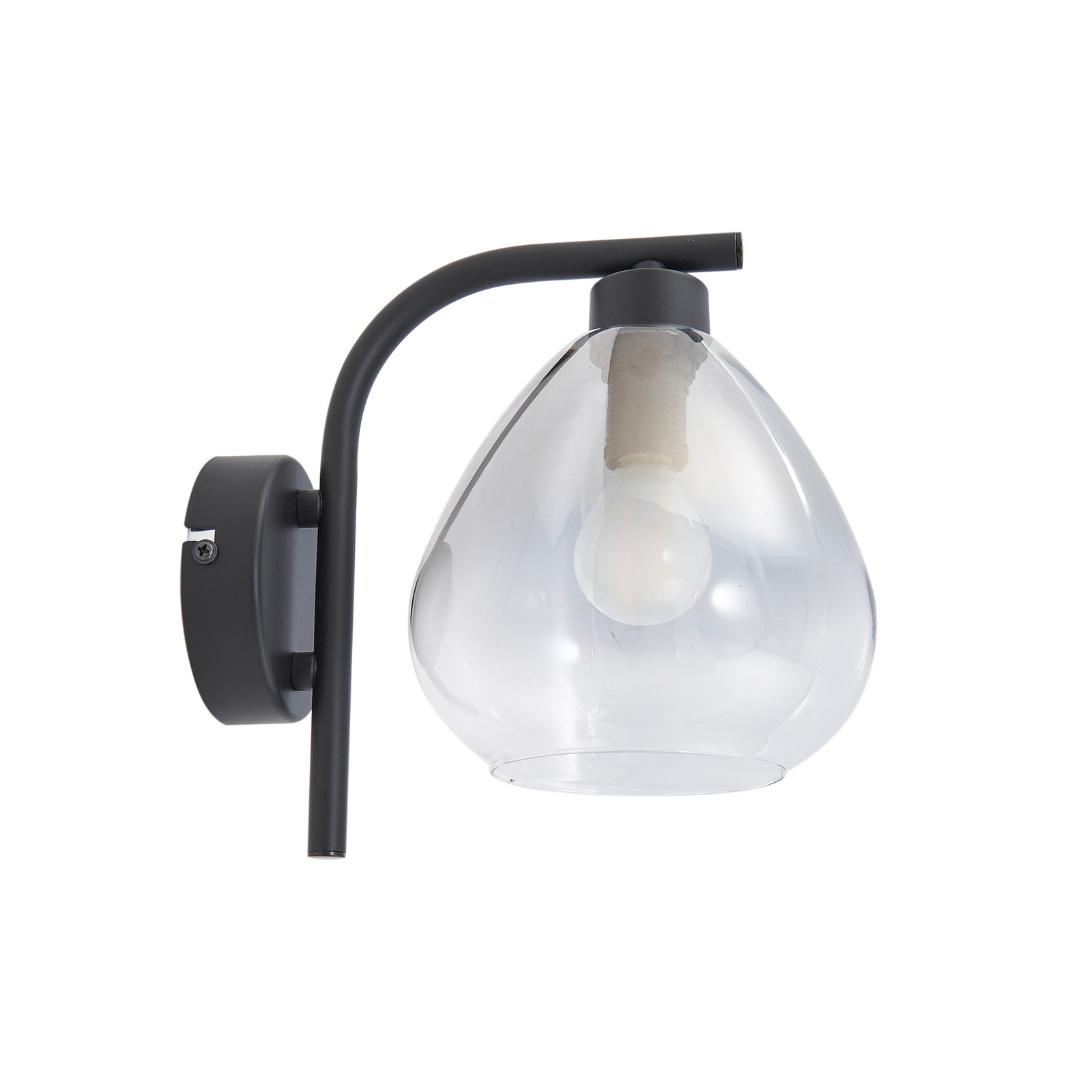 Lindby Pendura wandlamp, Ø 15 cm, zwart, glas