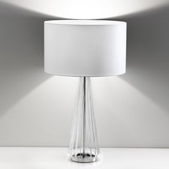 Lampada da tavolo Costa Rica bianca, base traspar.