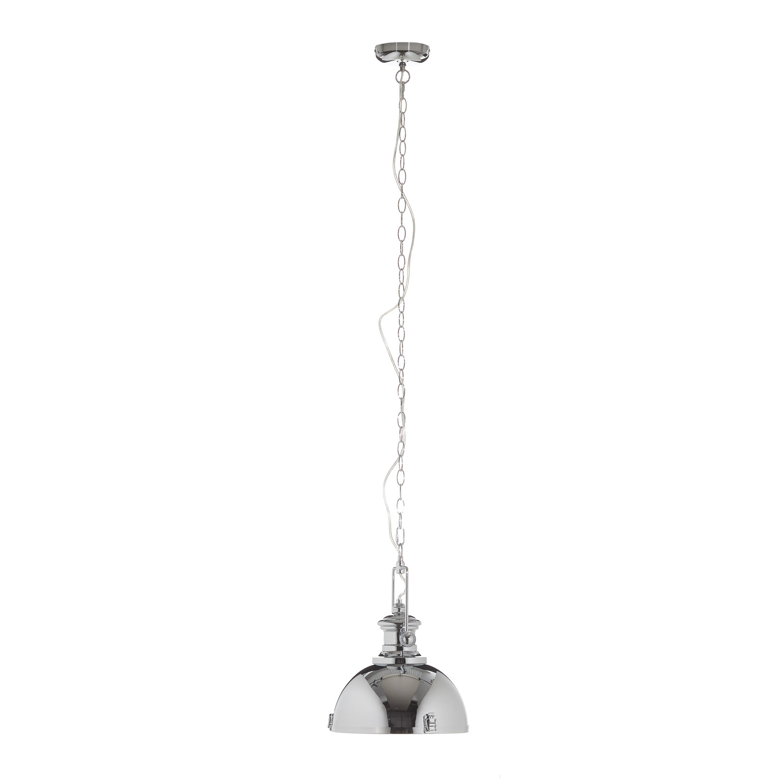 Lámpara colgante de metal, diseño industrial, color cromo