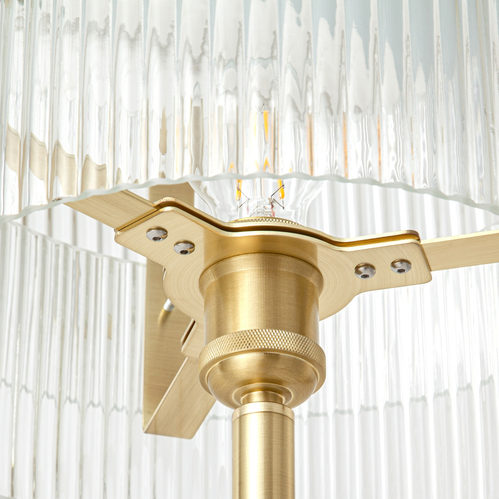 Meritt vloerlamp, messing/transparant, hoogte 160 cm, glas - Lucande
