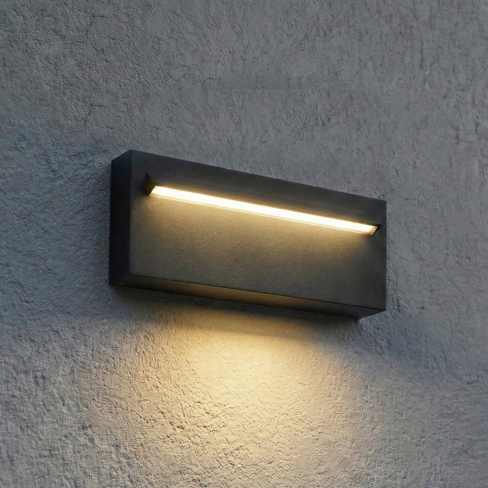 Lucande LED-seinavalgusti Joril, 25 cm, must, IP65