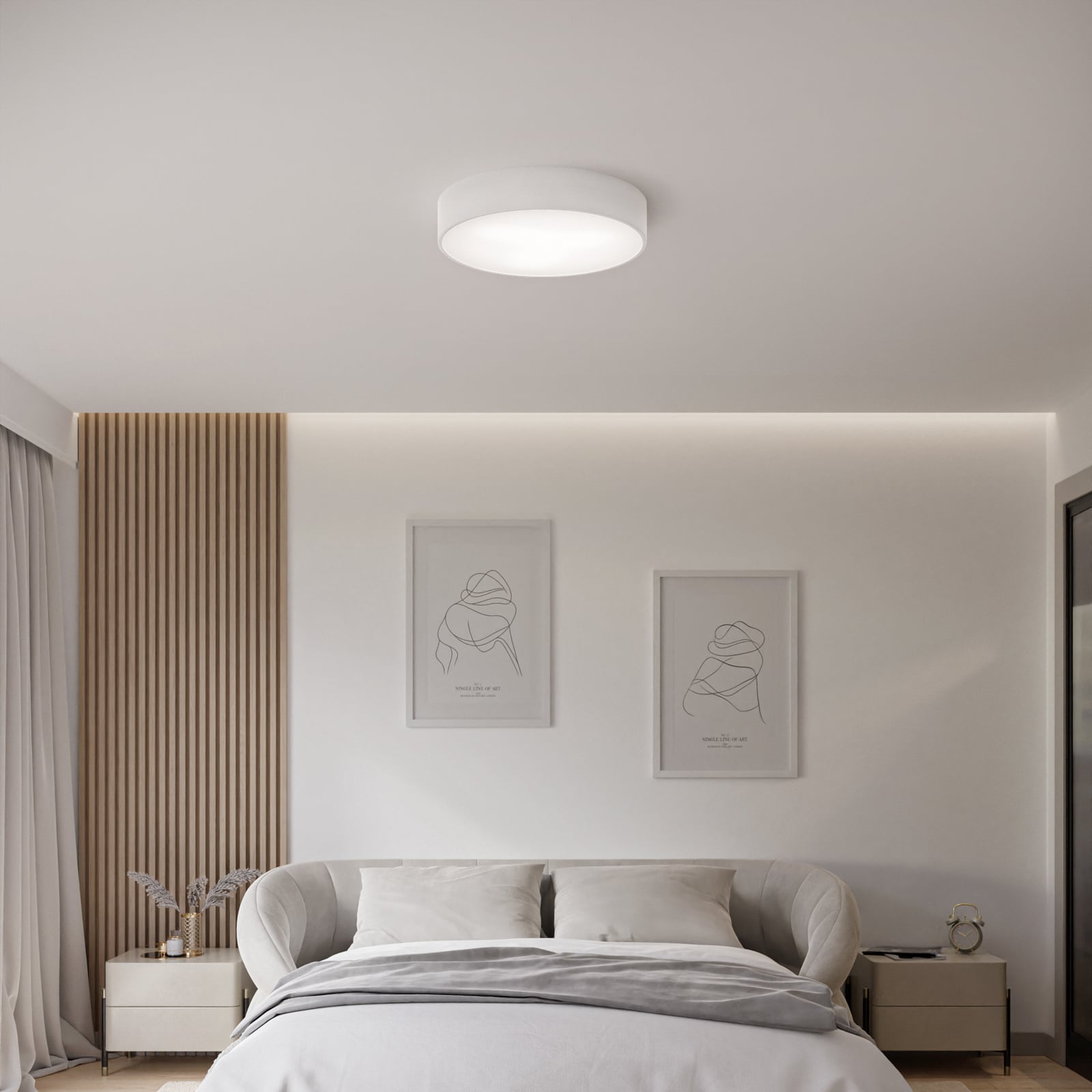 Cleo 400 ceiling lamp, white, sensor, IP54, Ø 40 cm, metal