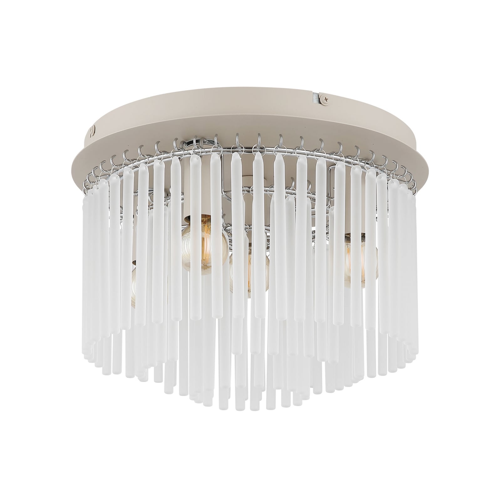 Plafondlamp Gorley, wit/zandkleurig, glas, Ø 32 cm, 5-lamps, E14 Plafondlamp Gorley, wit/zandkleurig, glas, Ø 32 cm, 5-lamps, E14