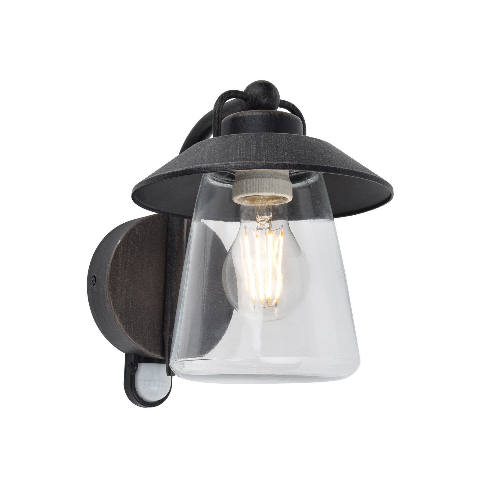 CATE vanjska zidna svjetiljka s senzorom, crna, 22 cm, IP44, E27