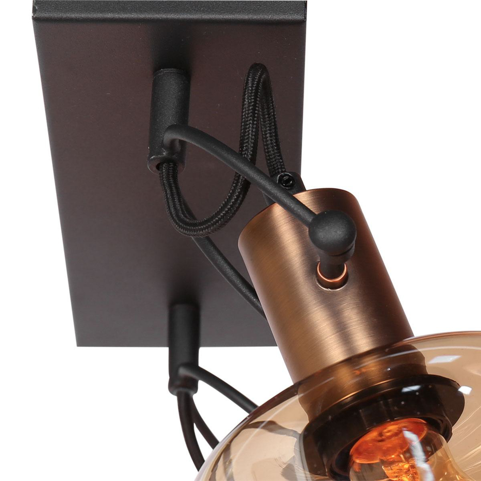 Wandlamp Glaslic, 2-lamps, amber, glas, metaal