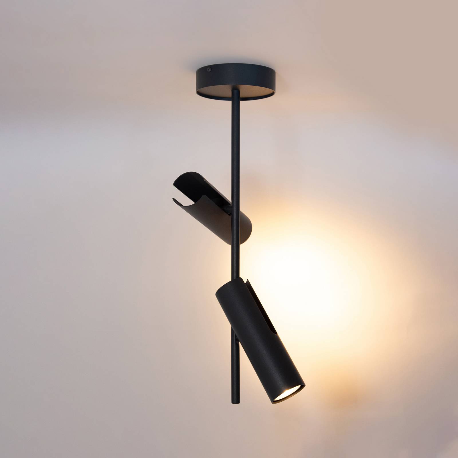 Deckenspot Leda 2, anthrazit, 2-flammig, Stahl, Höhe 55 cm günstig online kaufen