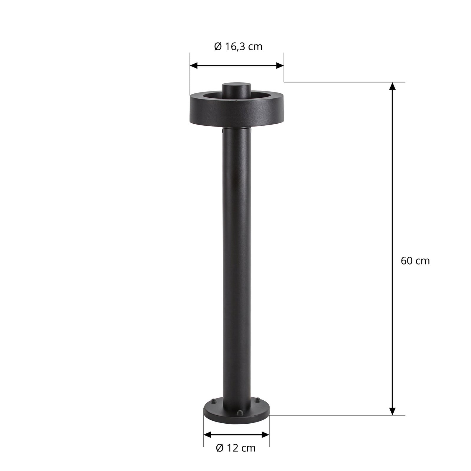 Bornes lumineuses LED Nirella, hauteur 60 cm, noir, CCT, métal, IP65 - Lucande