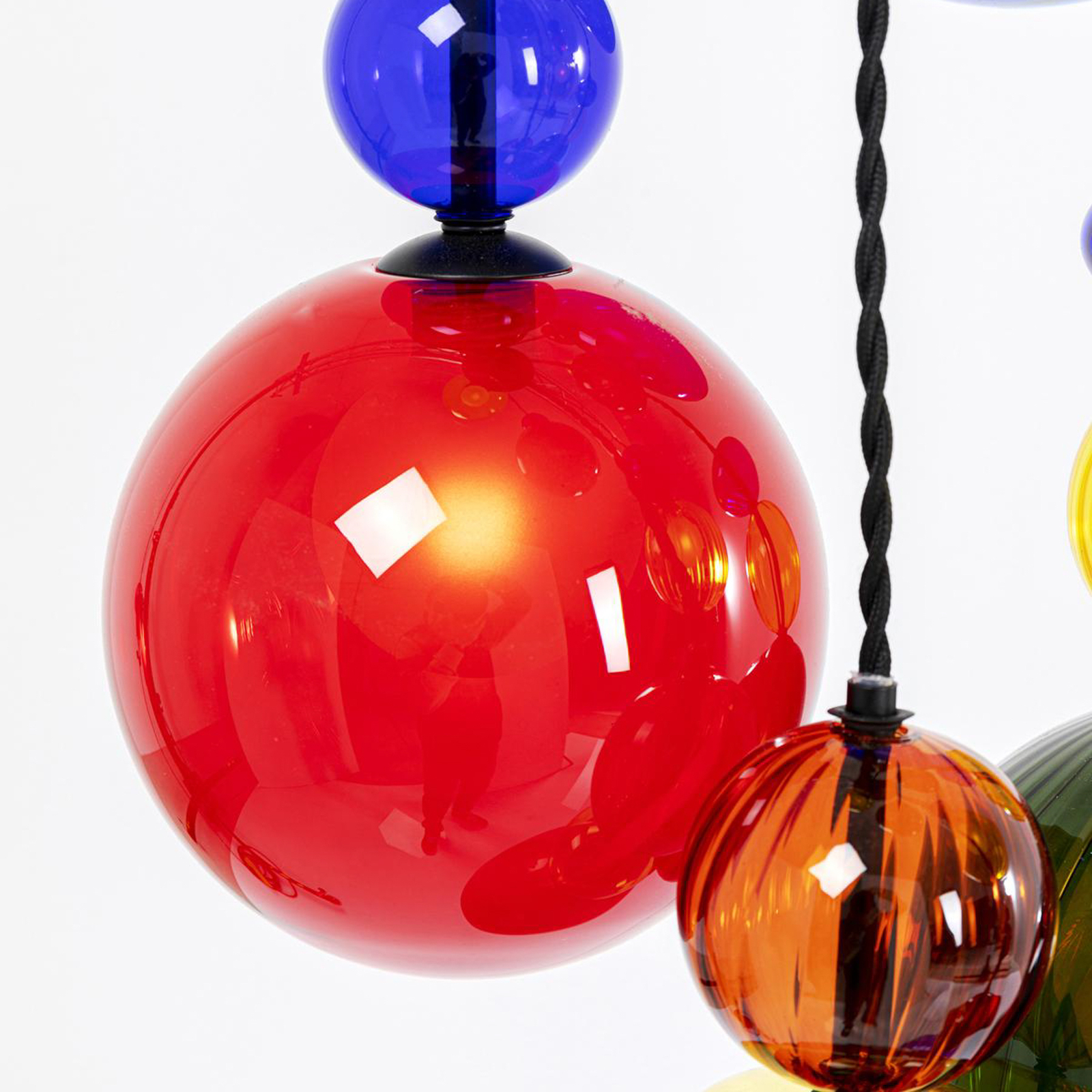 KARE Suspension Mazzo Nove, verre multicolore, à 9 lampes