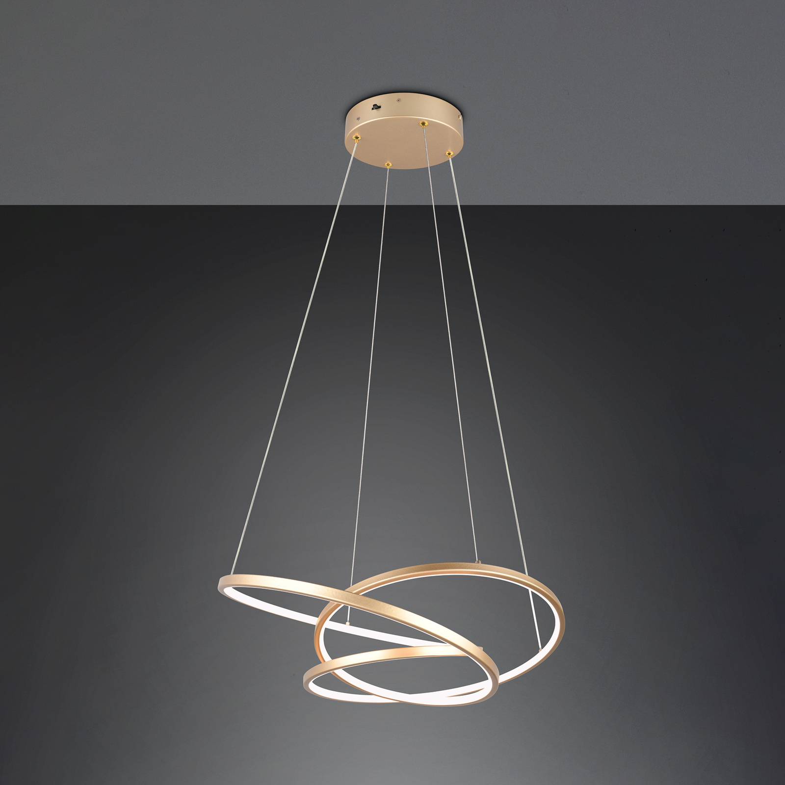 LED pendant light Darvin length 64 cm, gold-coloured, metal, CCT