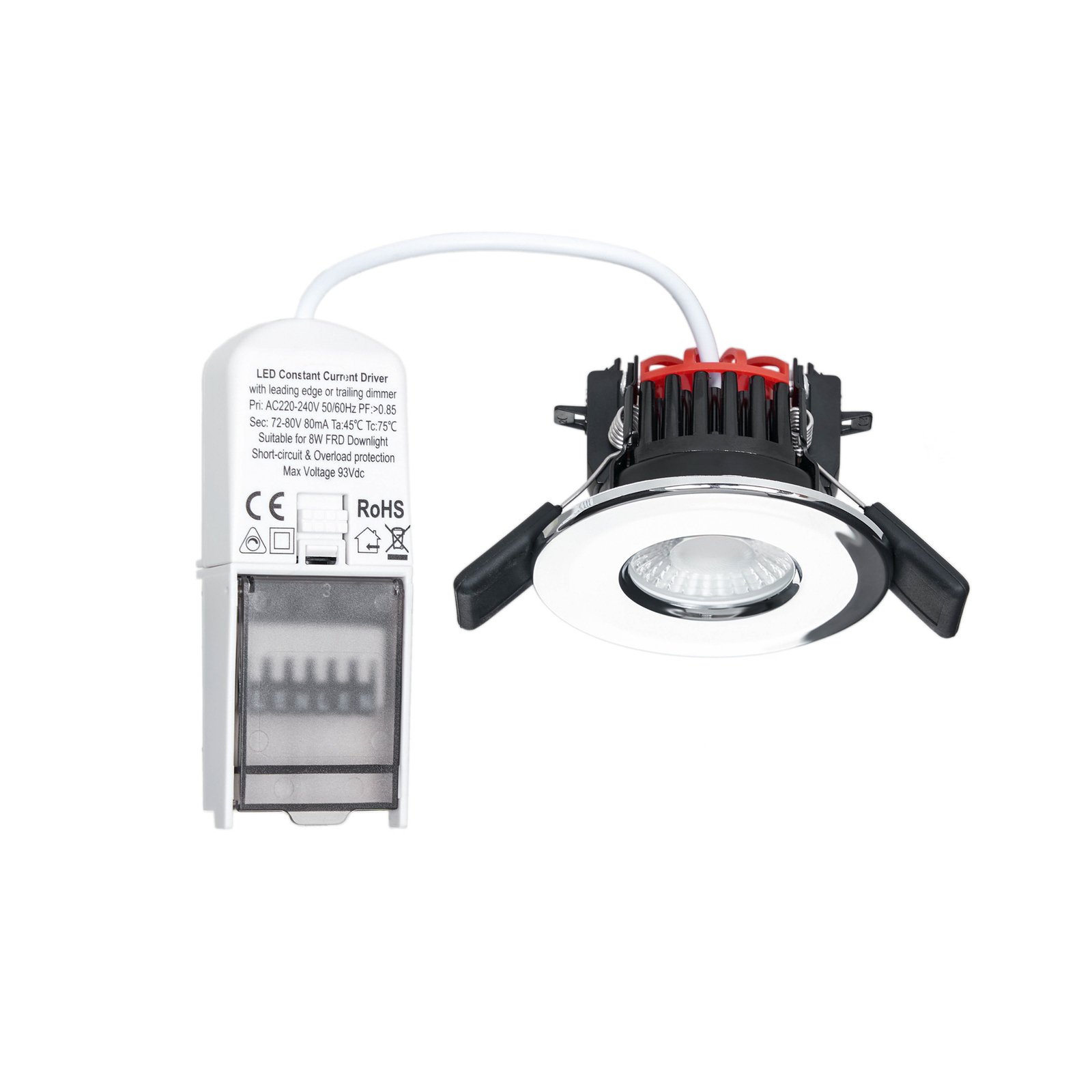 Arcchio Elmon LED innfelt belysning, IP65, krom