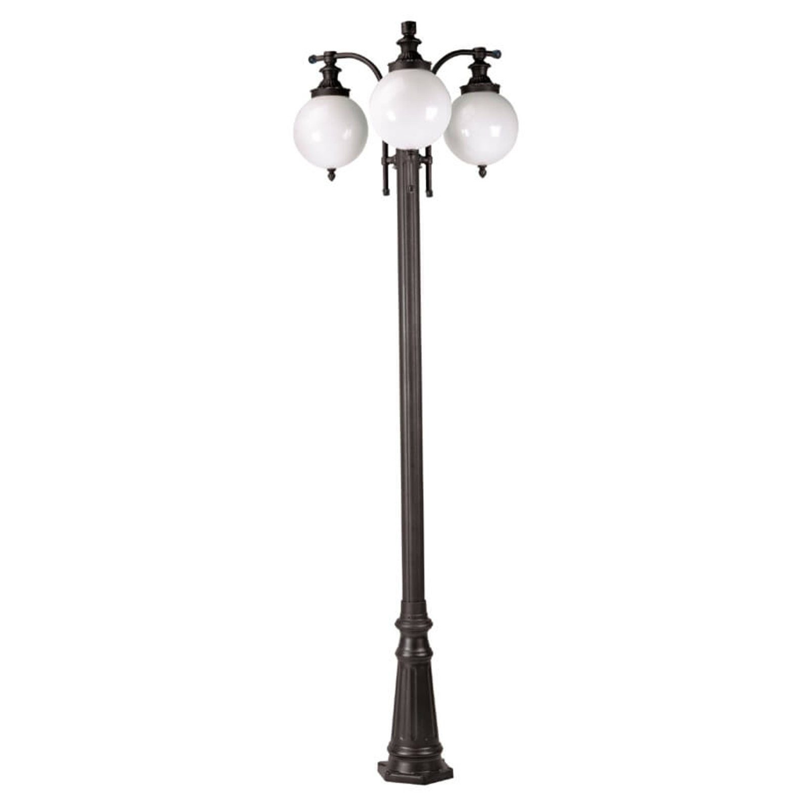 K. S. Verlichting Post light Madeira, three-bulb, anthracite, die-cast aluminium, acrylic, E27, 60 W, energy efficiency: A++, H: 238 cm