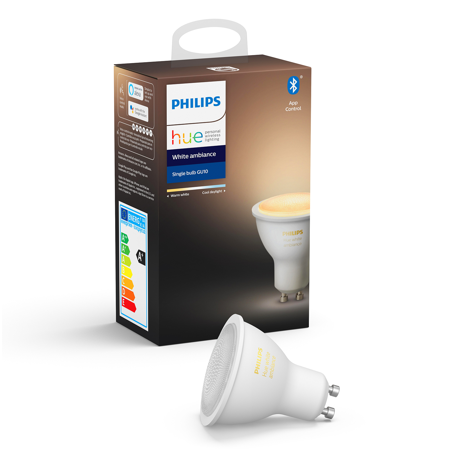 PHILIPS HUE Philips Hue White Ambiance 5 W GU10 LED lamp, plastic, GU10, 5 W, energy efficiency: A+, L: 5.8 cm