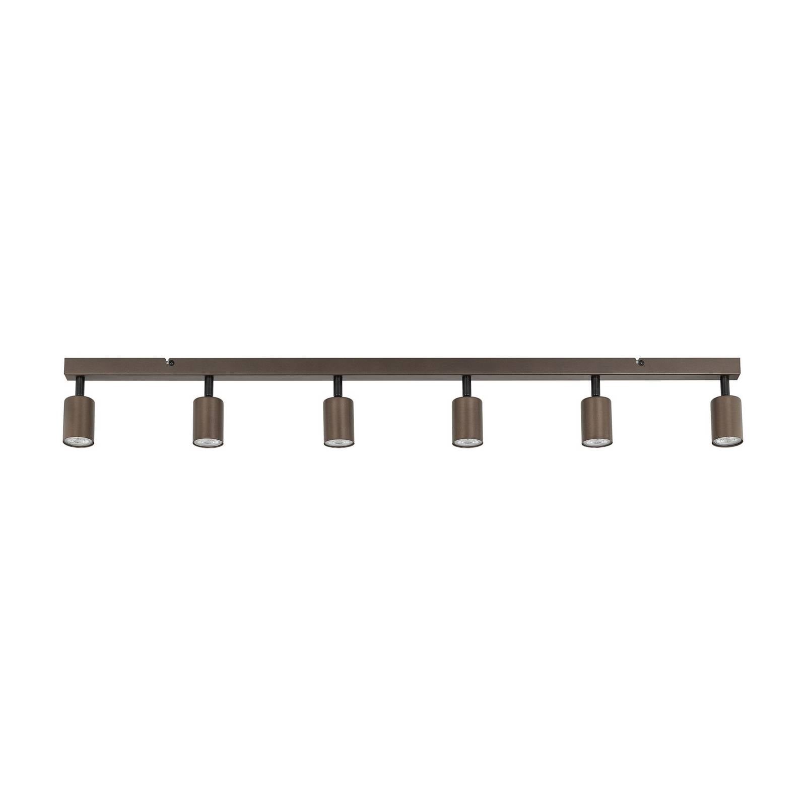 Deckenspot Top, justierbar, braun, sechsflammig linear