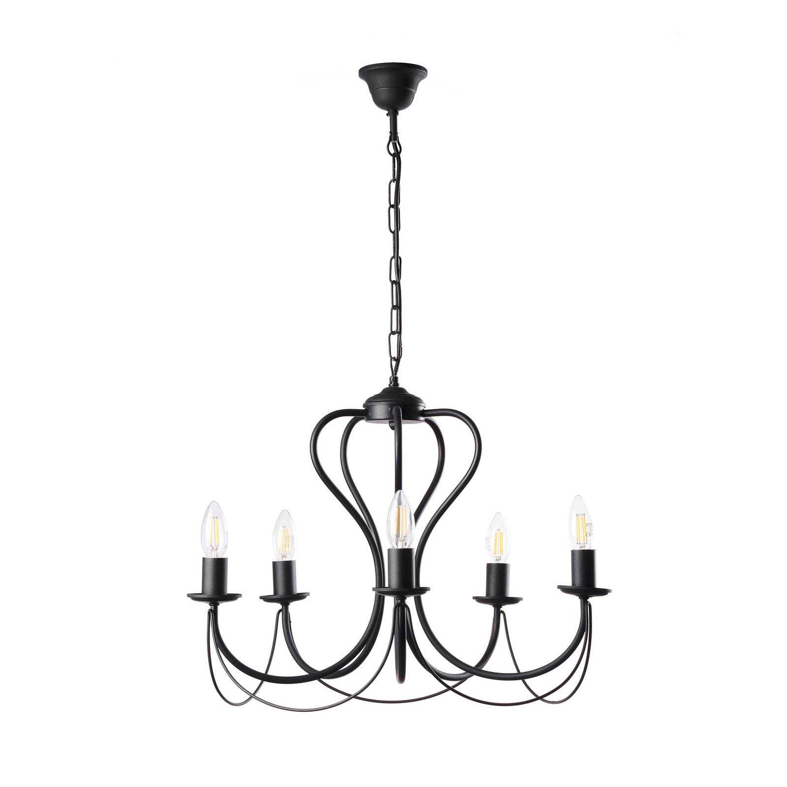 Euluna Lustre Candela noir à 5 lampes