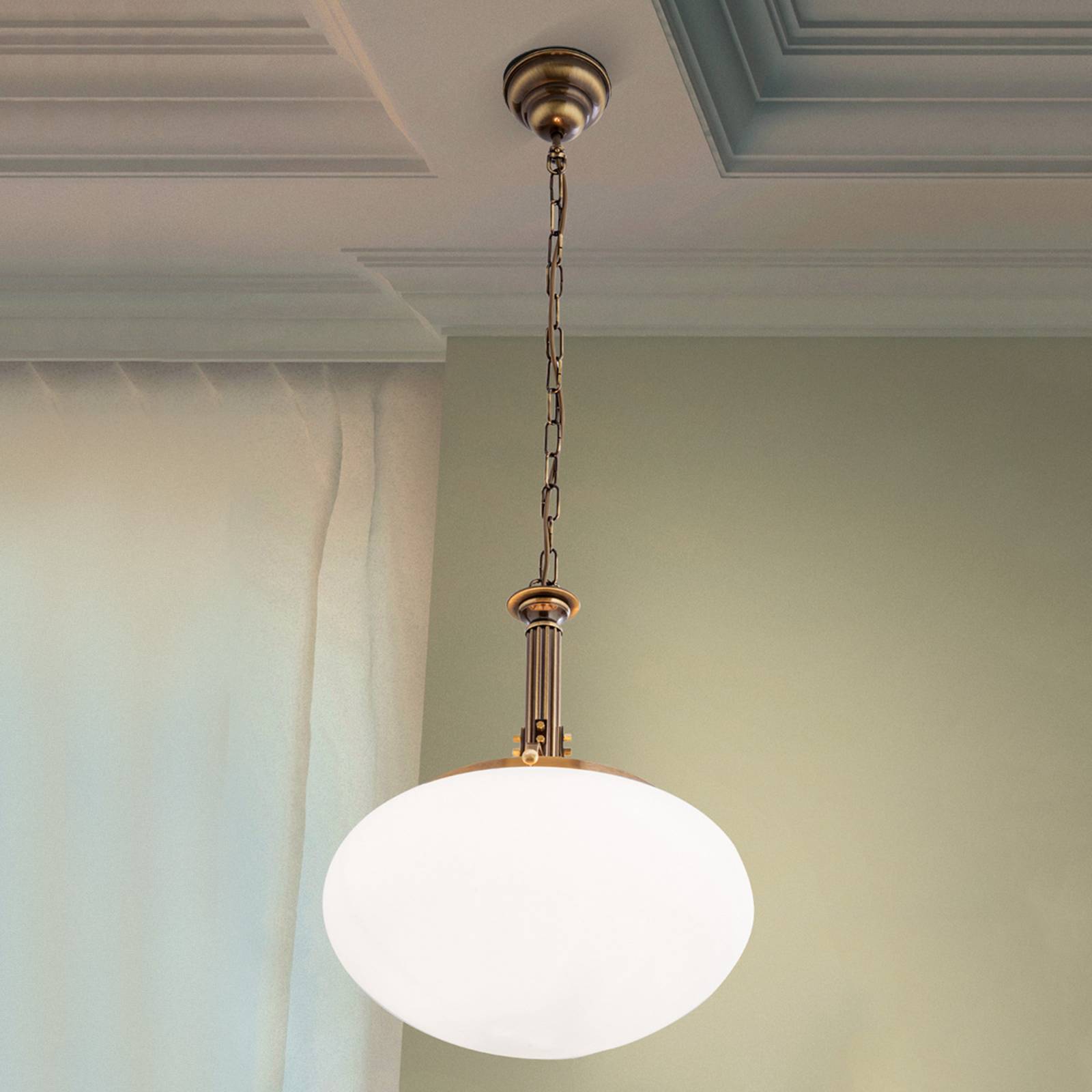 Lampa wisząca Delia, stary mosiądz, 1-punktowa