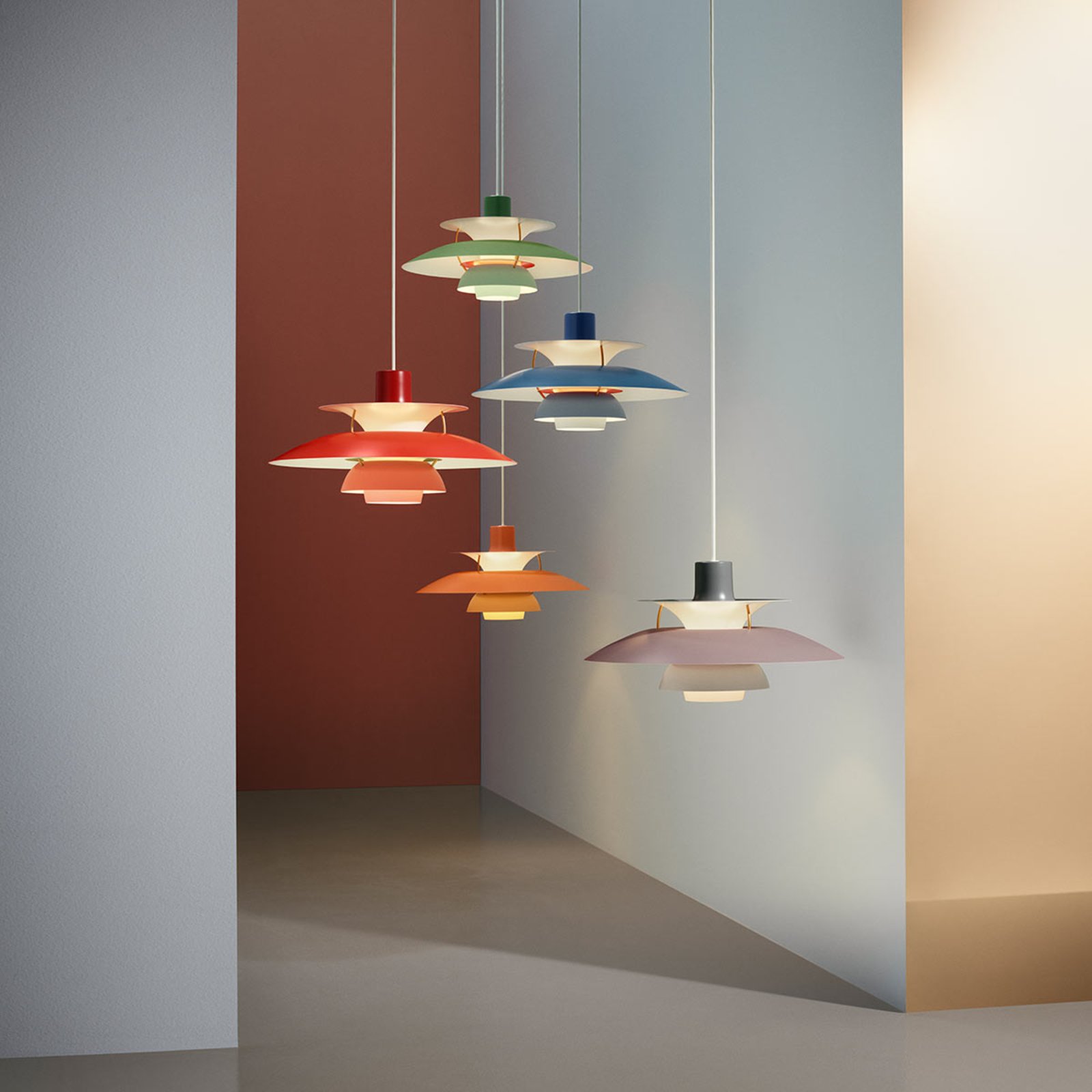 Louis Poulsen PH 5, designer pendant lamp red