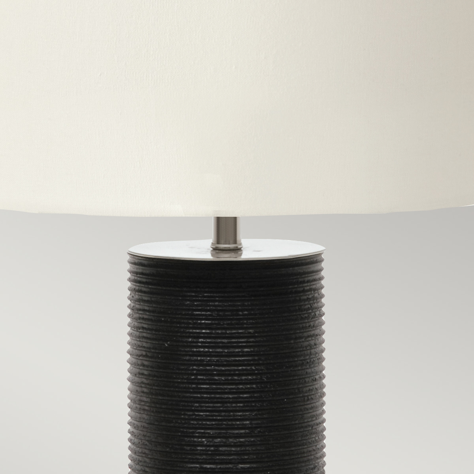 Ripple fabric table black base/white lampshade