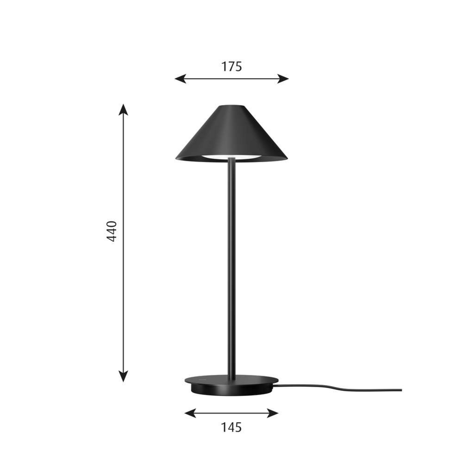 Keglen 175 LED Asztali Lámpa w/Base Dim-to-Warm Black - Louis Poulsen