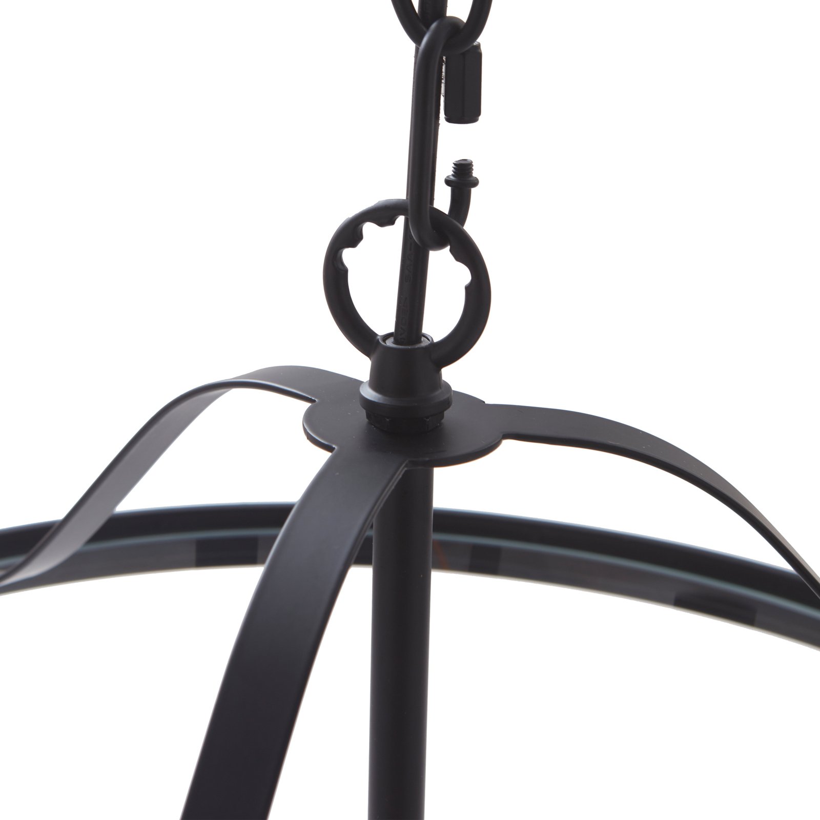 Lucande hanglamp Eryk, Ø 40 cm, zwart, glas, 3-lamps