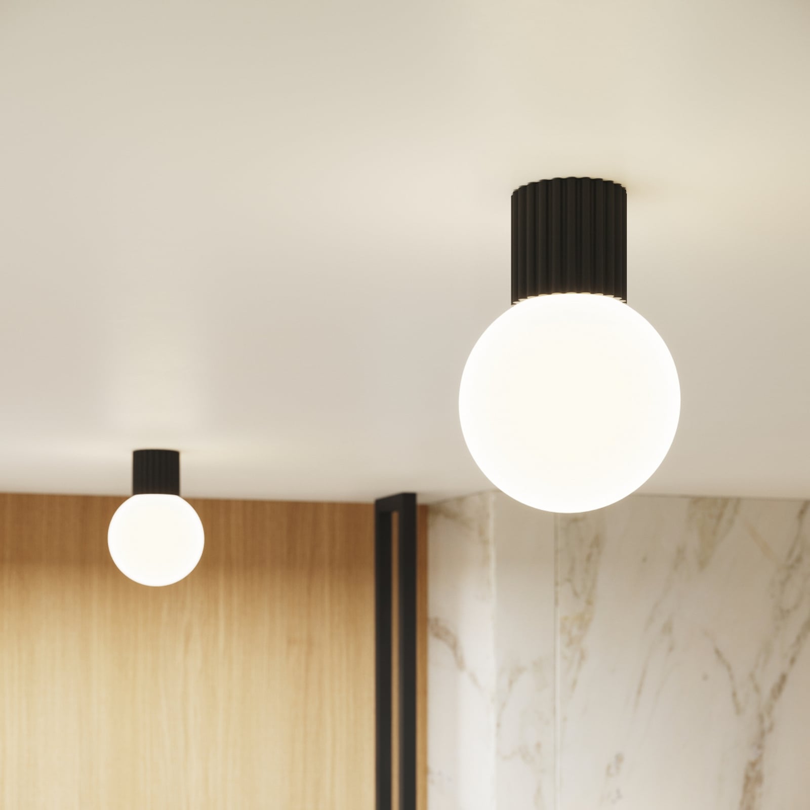 ORBI fali lámpa, fekete üveg/fém Ø 12 cm IP44 G9 - SOLLUX