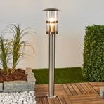 Lindby Bolardo luminoso Noemi, gris, acero inoxidable, 80 cm, IP44