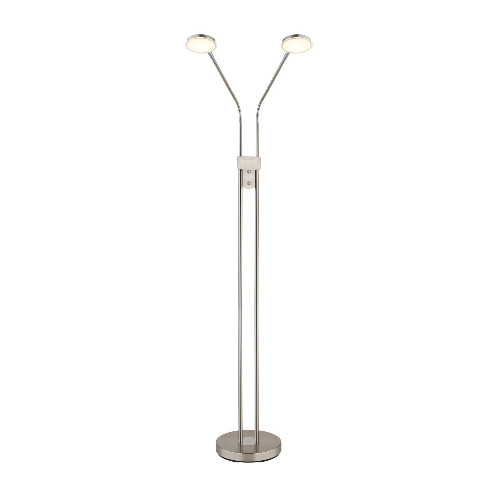 LED-lattiavalaisin Silvio, 2-lamppuinen, nikkeli, CCT, himmennettävä LED-lattiavalaisin Silvio, 2-lamppuinen, nikkeli, CCT, himmennettävä