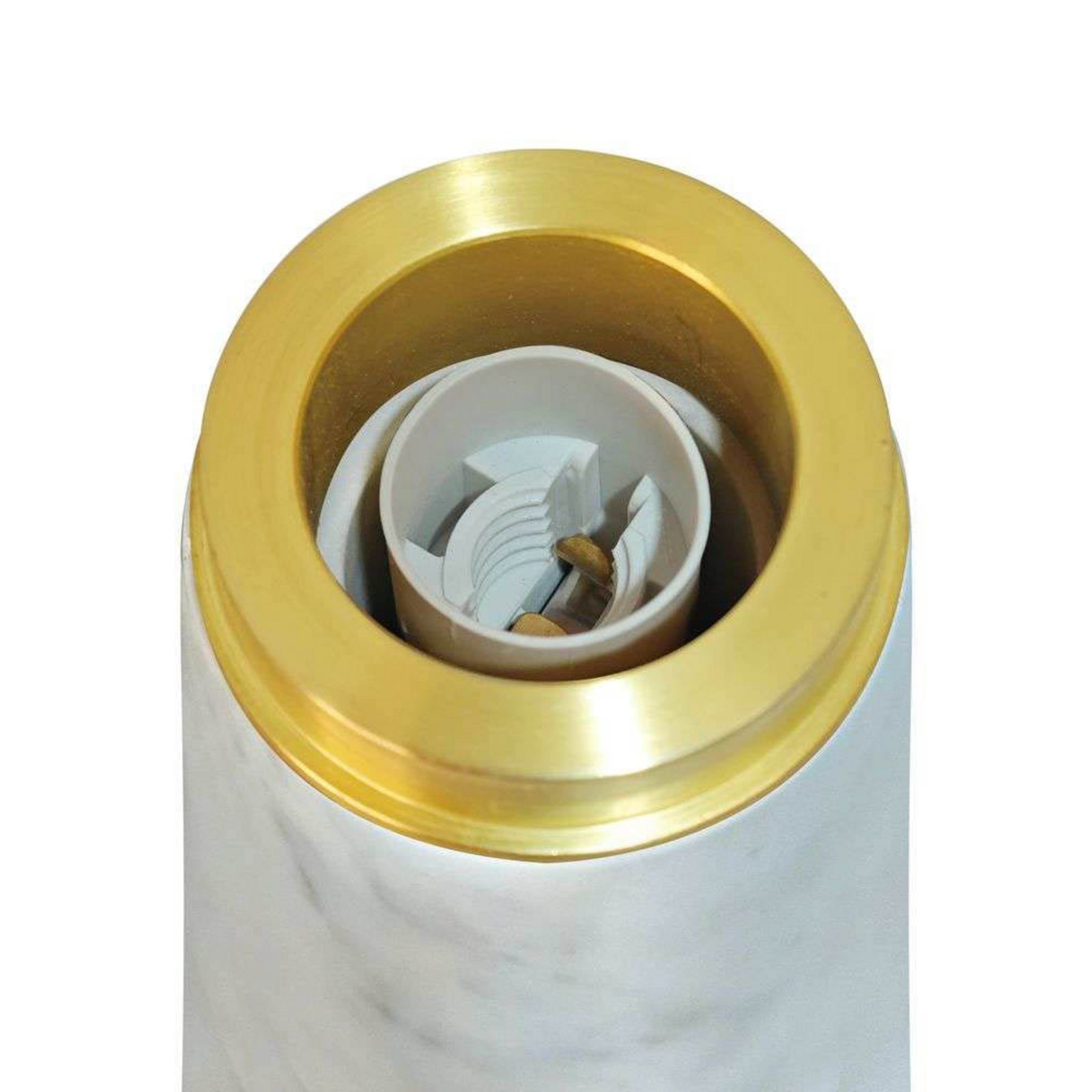 Λάμπα τραπεζιού Glossy, λευκή, ύψος 24 cm, μάρμαρο/γυαλί