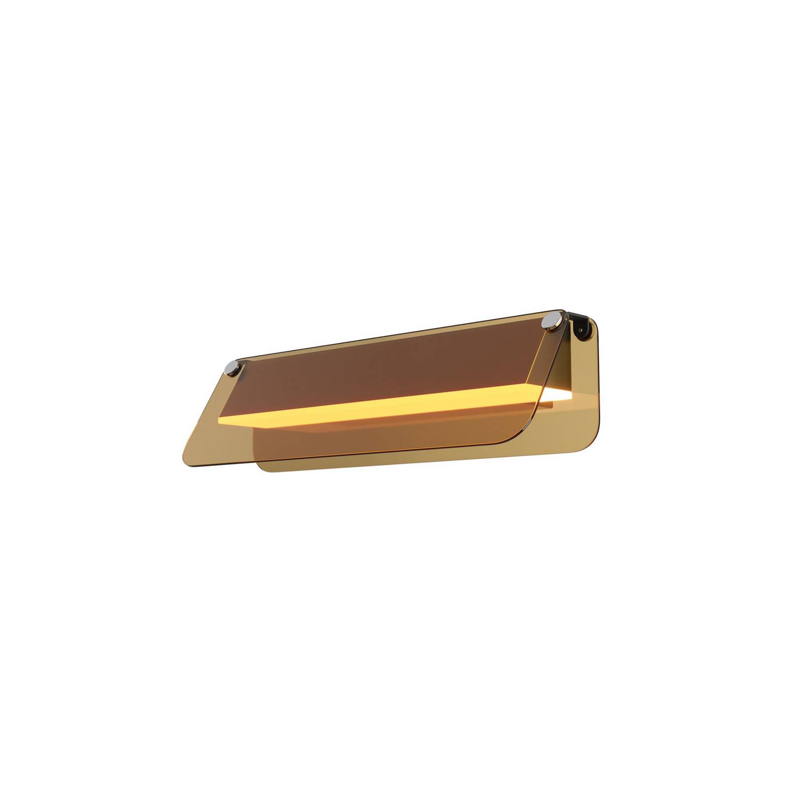 LED-Wandlampe FLAT, amber/messing, Breite 30 cm, Glas/Metall