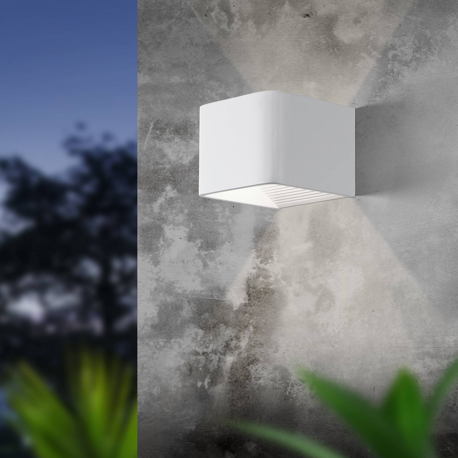 EGLO Applique d'extérieur LED Doninni 1, blanche, largeur 13 cm, à 2 lampes.