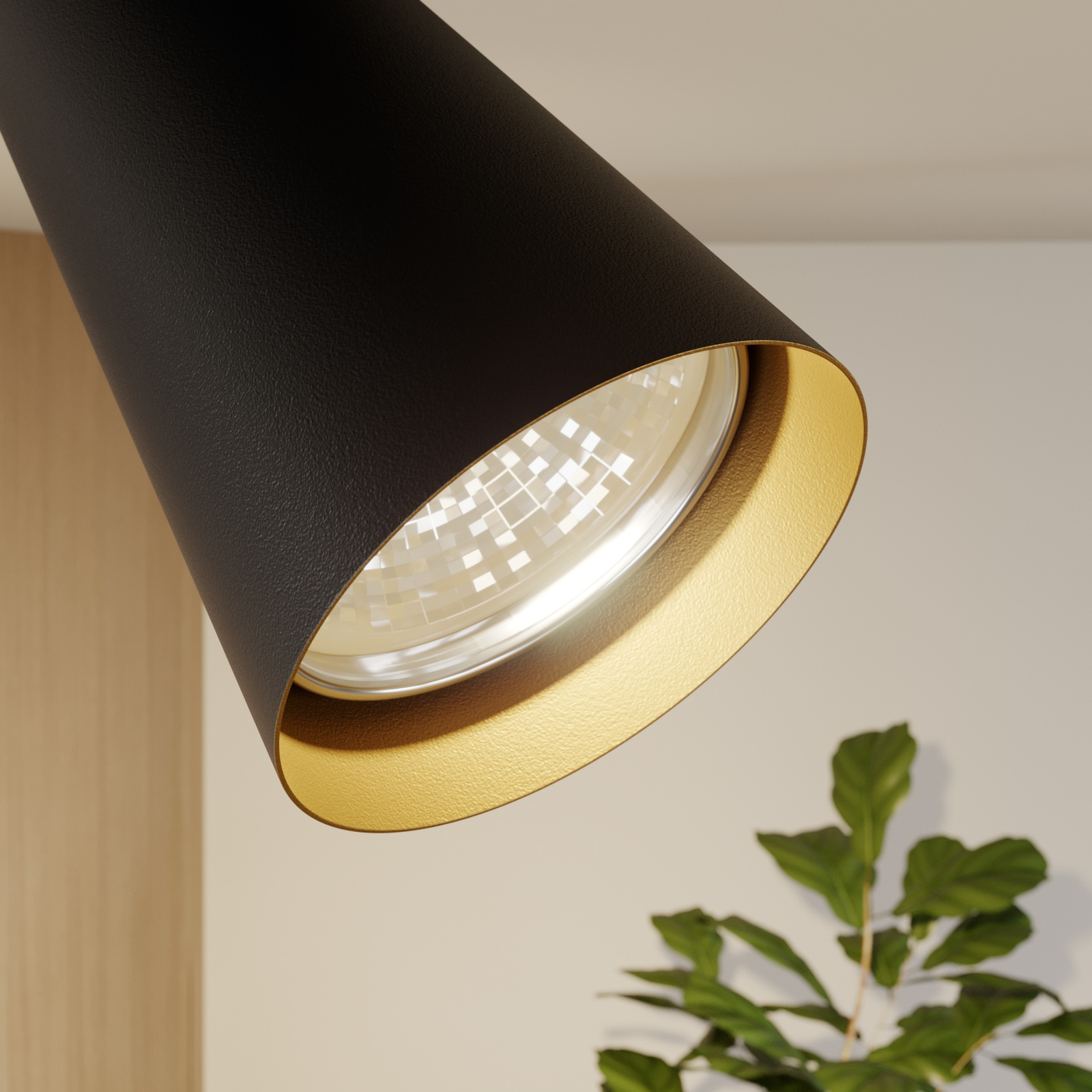 Lucande Angelina plafondlamp zwart-goud, 3-lamps