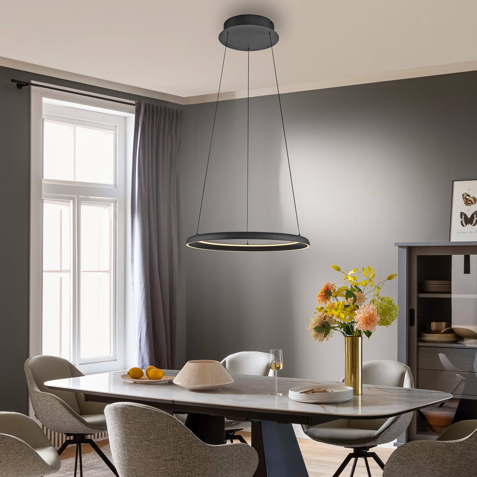  Schöner Wohnen Led-hängeleuchte Quillo, Schwarz, ø 60 Cm, Metall, Switchdim 