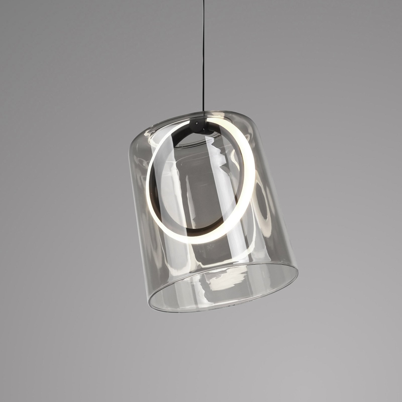 Paul Neuhaus LED hanglamp Zula, rookgrijs, Ø 15 cm, glas