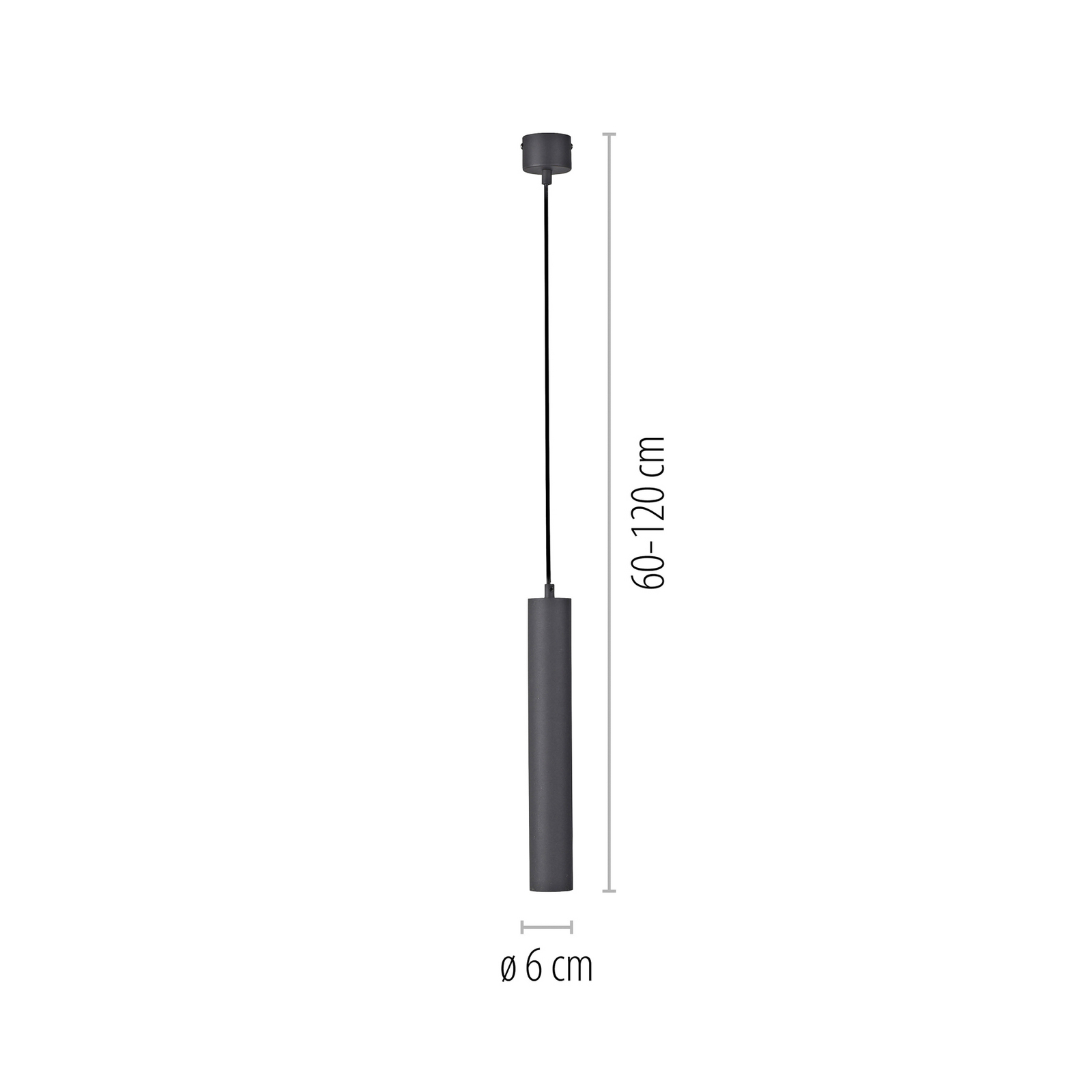 DANTE viseća svjetiljka, crna, za jednu žarulju, Ø 6 cm, metal, GU10